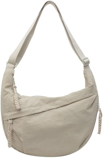 Nylon Crescent Crossbody Bag for Women Shoulder Tote Handbag Casual Sling Bag Dumpling Purse Bag for Outdoor Travel