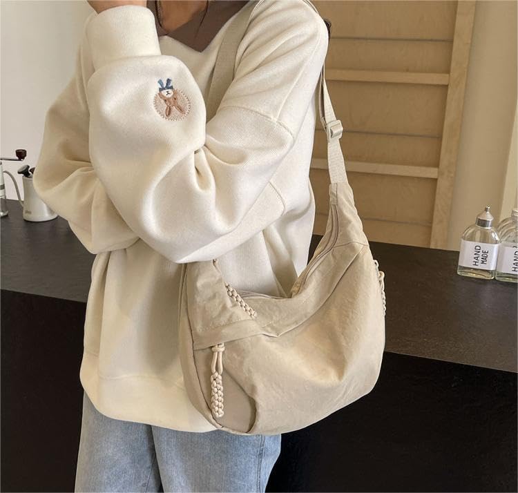 Nylon Crescent Crossbody Bag for Women Shoulder Tote Handbag Casual Sling Bag Dumpling Purse Bag for Outdoor Travel