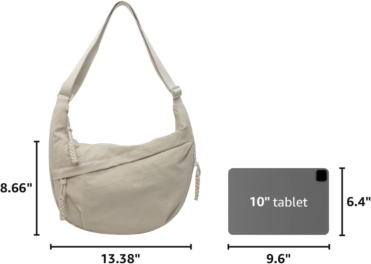 Nylon Crescent Crossbody Bag for Women Shoulder Tote Handbag Casual Sling Bag Dumpling Purse Bag for Outdoor Travel