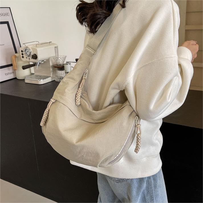 Nylon Crescent Crossbody Bag for Women Shoulder Tote Handbag Casual Sling Bag Dumpling Purse Bag for Outdoor Travel
