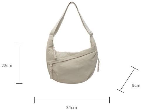 Nylon Crescent Crossbody Bag for Women Shoulder Tote Handbag Casual Sling Bag Dumpling Purse Bag for Outdoor Travel