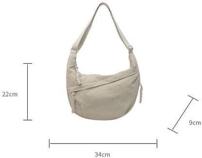 Nylon Crescent Crossbody Bag for Women Shoulder Tote Handbag Casual Sling Bag Dumpling Purse Bag for Outdoor Travel