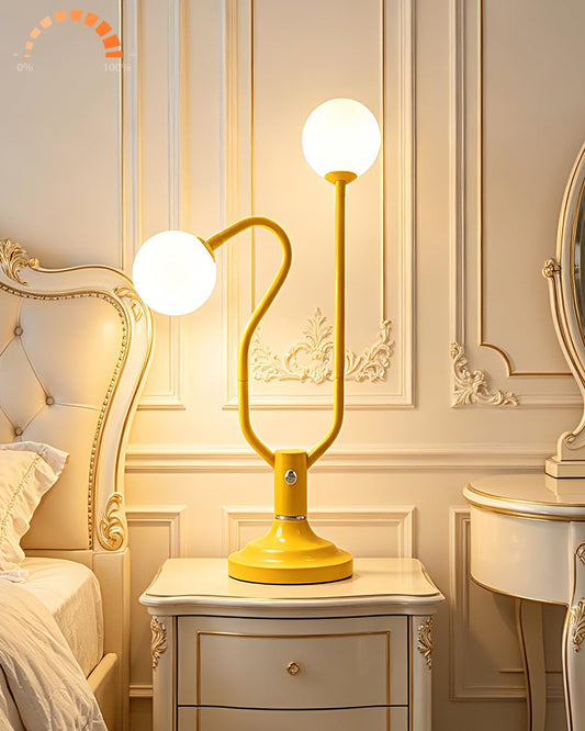 Modern Globe Table Lamp Dimmable Yellow Ambient Night Light Nightstand Vintage Desk Lamp 2 Bulbs Included Magic DIY Arms Warmwhite Kids Bedside Lamps for Bedroom Living Room Nursery Decor Gift
