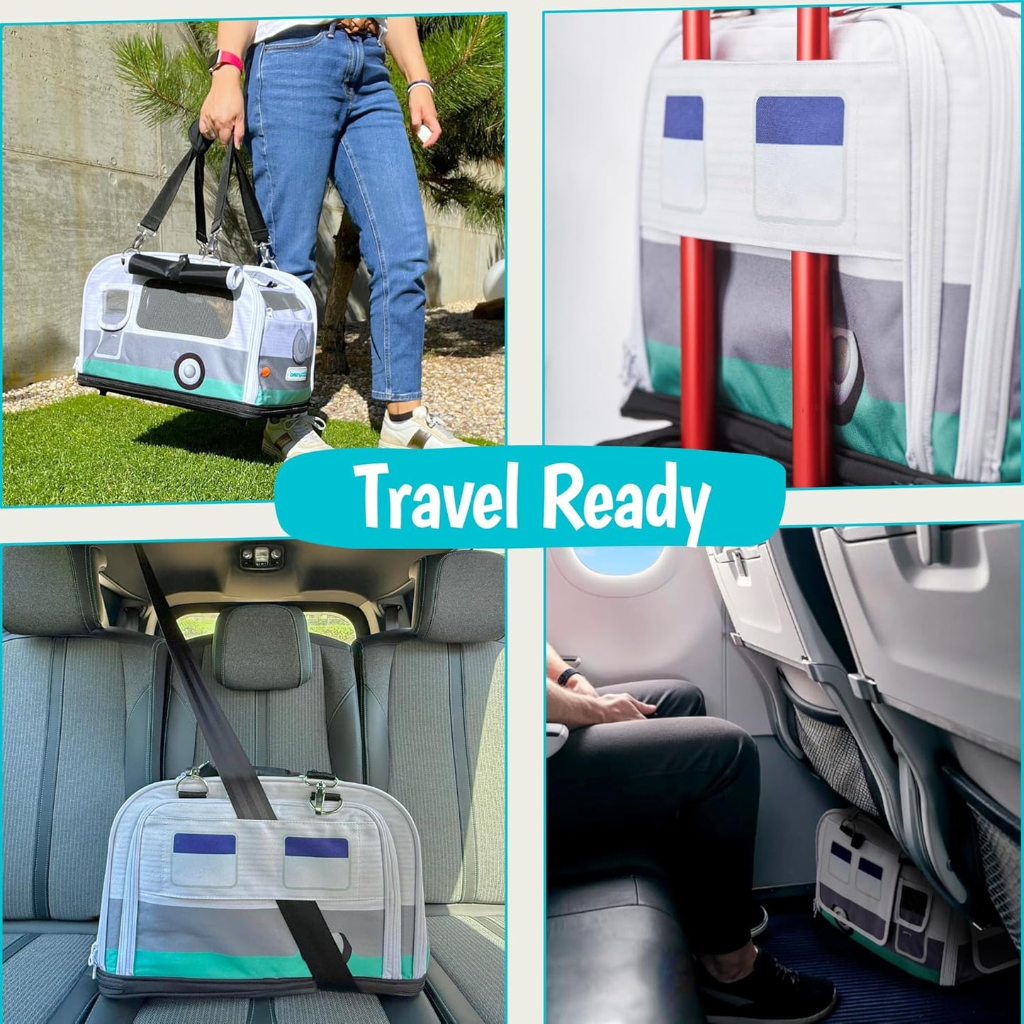 Soft-Sided Airline Approved Cat Carrier with Expandable Hideaway | Escape-Proof SBS Self-Locking Zippers | 22 lb Capacity | Vet Approved | Top & Side Entry | 17×11×11 in