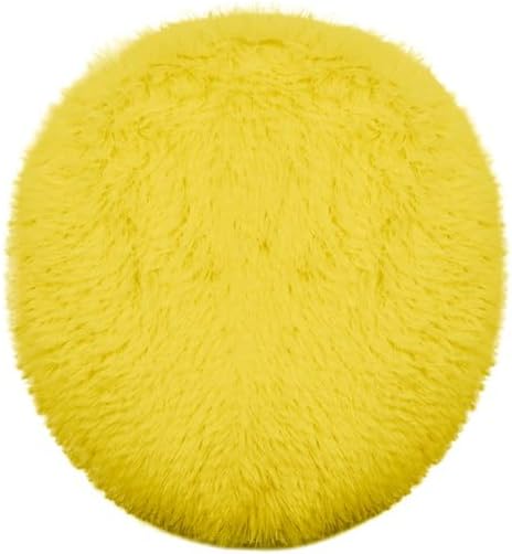 Soft Fluffy Toilet Lid Cover Yellow 17.7" x 19.7" | Adjustable Non Slip Backing, Washable Absorbent Toilet Seat Cover for Most Bathroom Elongated and Oblong Lid