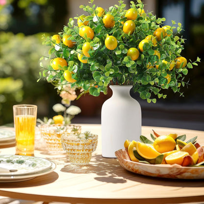 6 Pack Lemon for Decoration Fake Lemon Branches Artificial Vivid Yellow Faux Lemons Tables Centerpiece for Kitchen Stem Fruits for Home Spring Summer Decor