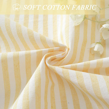 Striped Ruffled Tablecloth Square Fall Cotton Blend Stripe Table Cloth with Tassel, Farmhouse Washable Wrinkle Free Table Cover for Thanksgiving Outdoor Picnic Party Kitchen, Yellow, 55''x55''