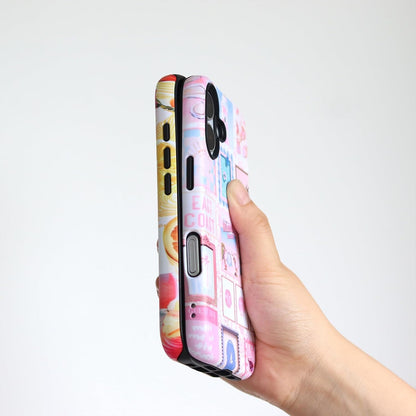 for iPhone 17 Case, Magnetic Matte Blue Lemon Cover | Frosted matte dual-layer case with Mediterranean lemon print, blue tile and botanical accents; works with MagSafe accessories