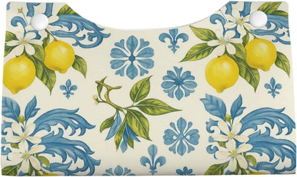 Lemon and Blue Ceramic Tissue Box Cover Rectangular Leather | Waterproof Durable lightweight Decorate Room