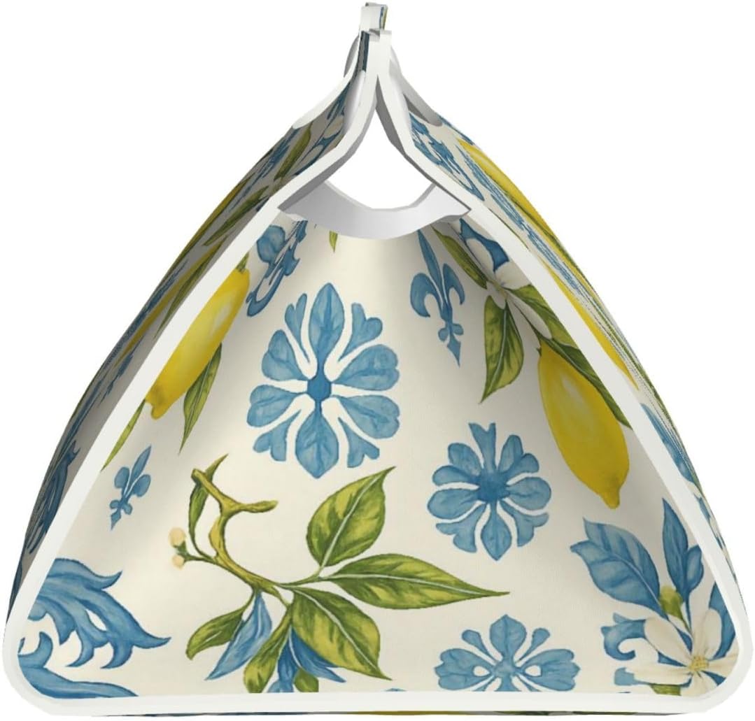 Lemon and Blue Ceramic Tissue Box Cover Rectangular Leather | Waterproof Durable lightweight Decorate Room