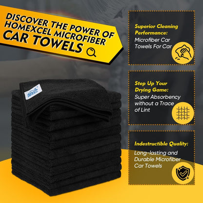 Yellow Microfiber Cleaning Cloths 12 Pack, 12.5 x 12.5 inch Microfiber Towel for Cars, Ultra Absorbent Car Washing Cloth, Lint Free Streak Free Cleaning Rags for Car, Kitchen, and Window
