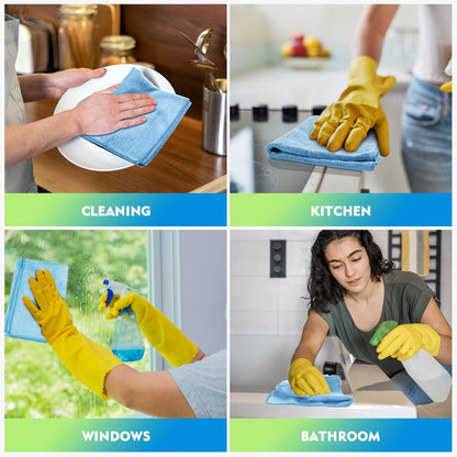 Yellow Microfiber Cleaning Cloths 12 Pack, 12.5 x 12.5 inch Microfiber Towel for Cars, Ultra Absorbent Car Washing Cloth, Lint Free Streak Free Cleaning Rags for Car, Kitchen, and Window