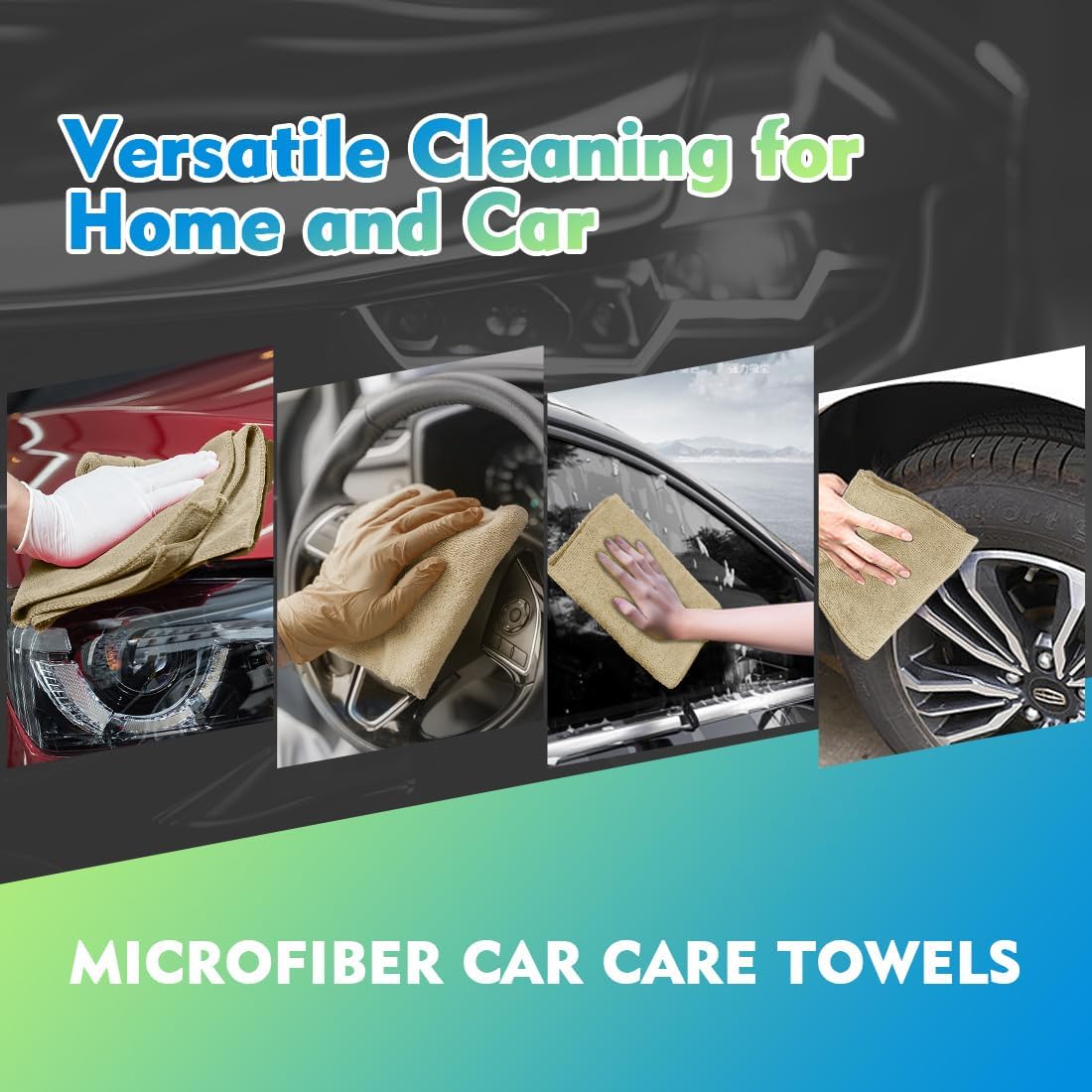 Yellow Microfiber Cleaning Cloths 12 Pack, 12.5 x 12.5 inch Microfiber Towel for Cars, Ultra Absorbent Car Washing Cloth, Lint Free Streak Free Cleaning Rags for Car, Kitchen, and Window