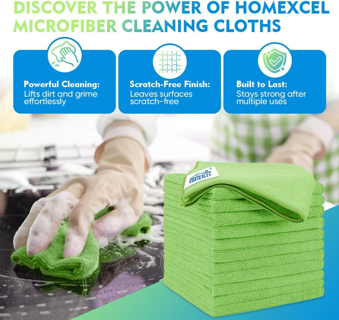 Yellow Microfiber Cleaning Cloths 12 Pack, 12.5 x 12.5 inch Microfiber Towel for Cars, Ultra Absorbent Car Washing Cloth, Lint Free Streak Free Cleaning Rags for Car, Kitchen, and Window