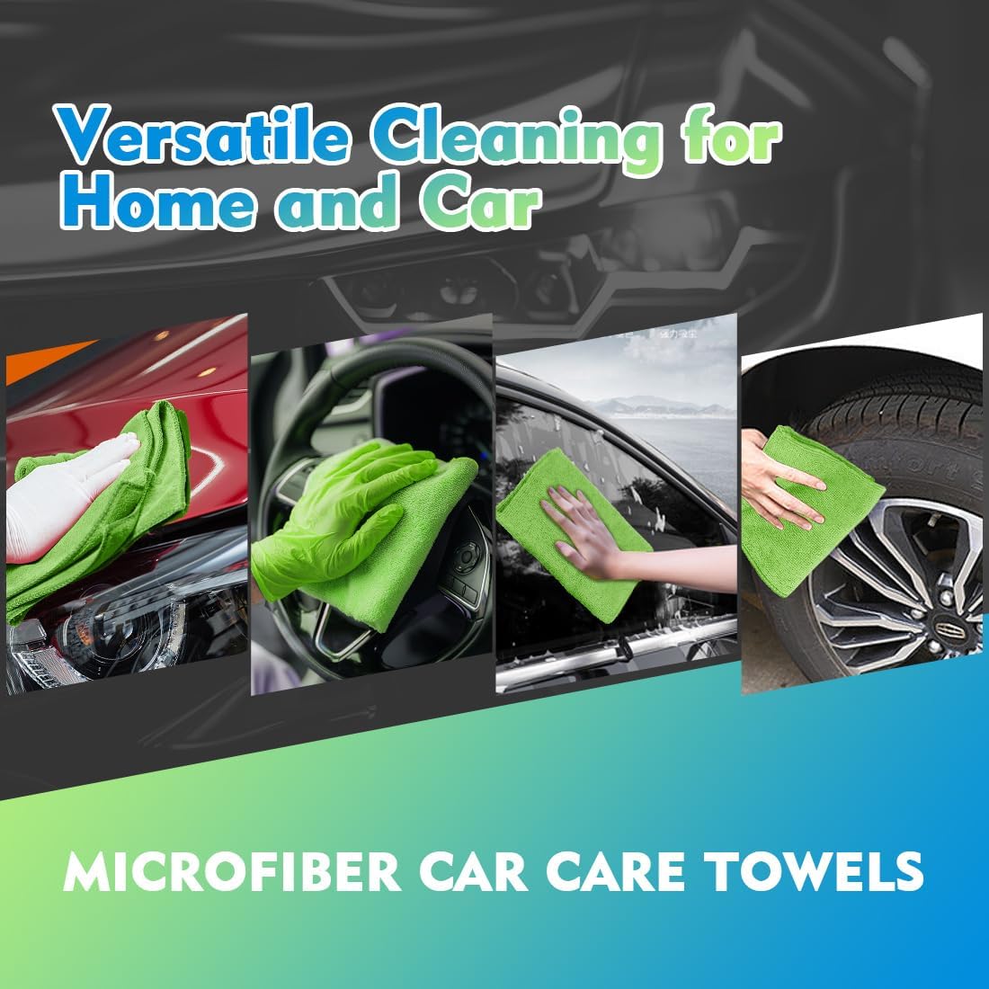 Yellow Microfiber Cleaning Cloths 12 Pack, 12.5 x 12.5 inch Microfiber Towel for Cars, Ultra Absorbent Car Washing Cloth, Lint Free Streak Free Cleaning Rags for Car, Kitchen, and Window