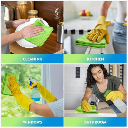 Yellow Microfiber Cleaning Cloths 12 Pack, 12.5 x 12.5 inch Microfiber Towel for Cars, Ultra Absorbent Car Washing Cloth, Lint Free Streak Free Cleaning Rags for Car, Kitchen, and Window