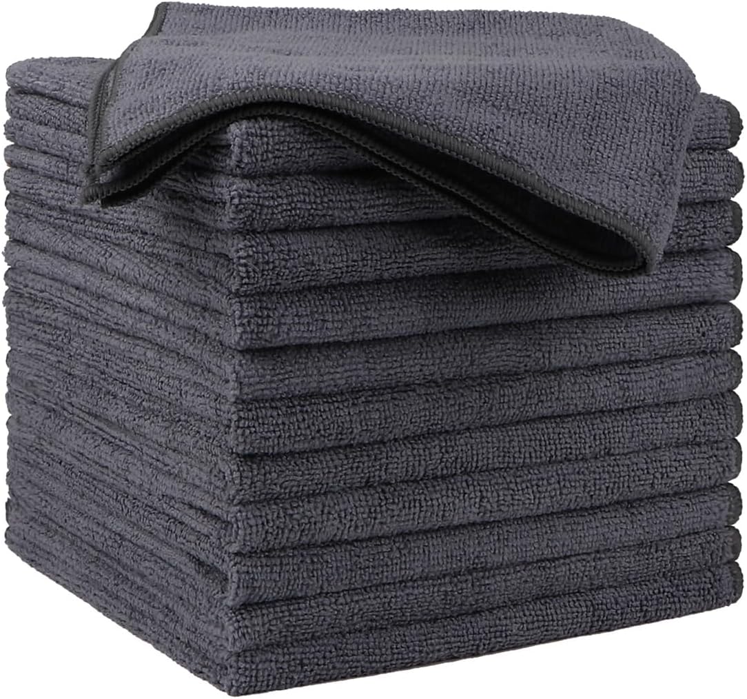 Yellow Microfiber Cleaning Cloths 12 Pack, 12.5 x 12.5 inch Microfiber Towel for Cars, Ultra Absorbent Car Washing Cloth, Lint Free Streak Free Cleaning Rags for Car, Kitchen, and Window