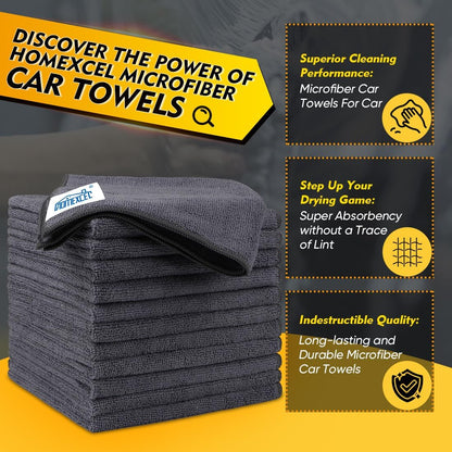 Yellow Microfiber Cleaning Cloths 12 Pack, 12.5 x 12.5 inch Microfiber Towel for Cars, Ultra Absorbent Car Washing Cloth, Lint Free Streak Free Cleaning Rags for Car, Kitchen, and Window