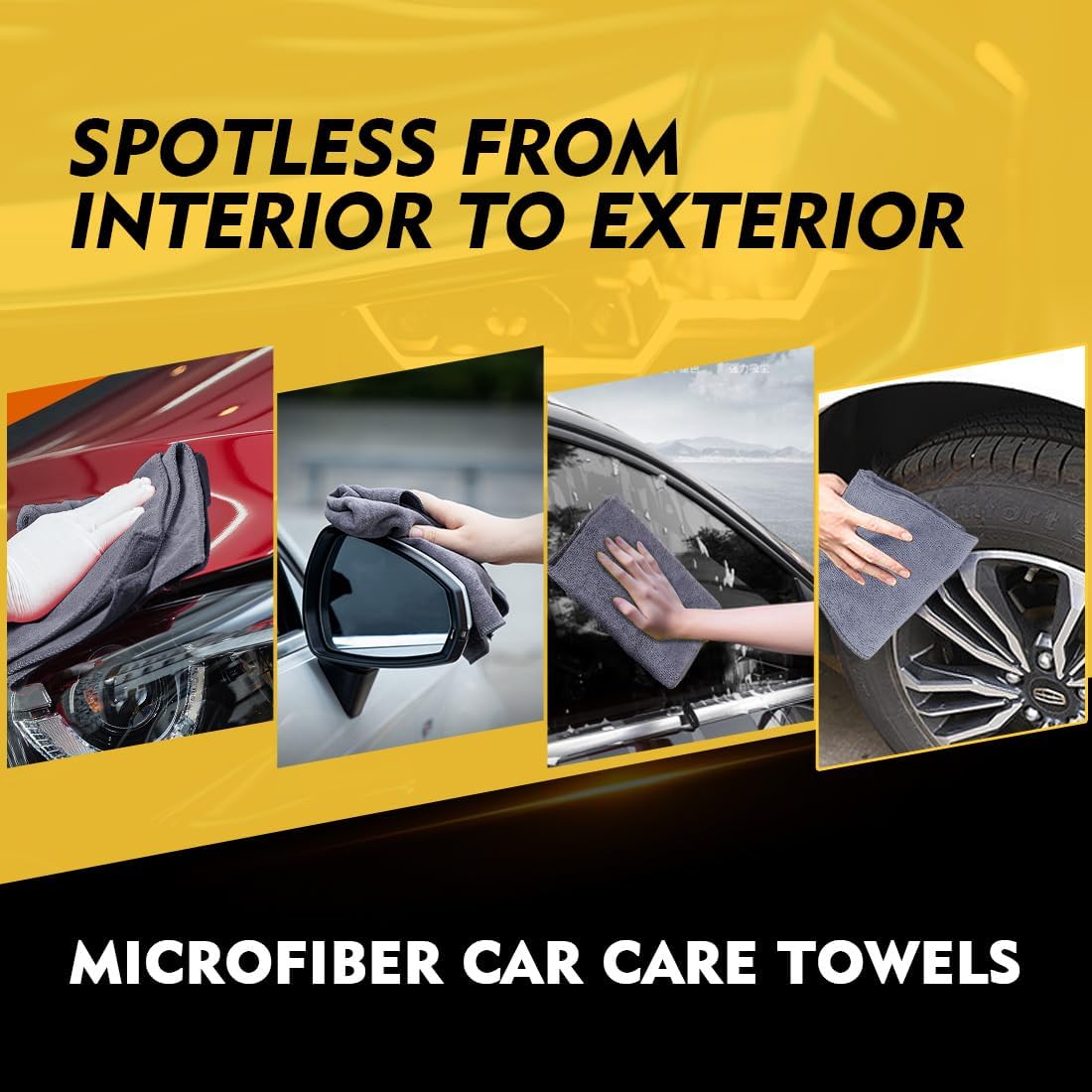 Yellow Microfiber Cleaning Cloths 12 Pack, 12.5 x 12.5 inch Microfiber Towel for Cars, Ultra Absorbent Car Washing Cloth, Lint Free Streak Free Cleaning Rags for Car, Kitchen, and Window