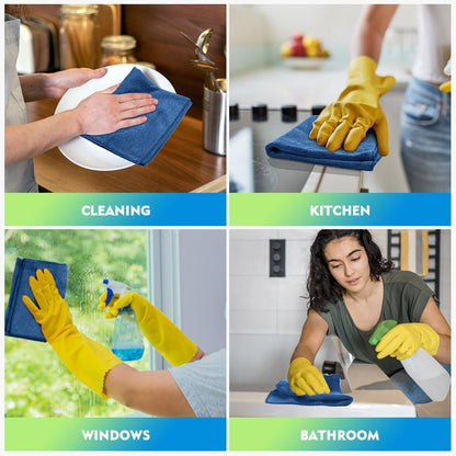 Yellow Microfiber Cleaning Cloths 12 Pack, 12.5 x 12.5 inch Microfiber Towel for Cars, Ultra Absorbent Car Washing Cloth, Lint Free Streak Free Cleaning Rags for Car, Kitchen, and Window