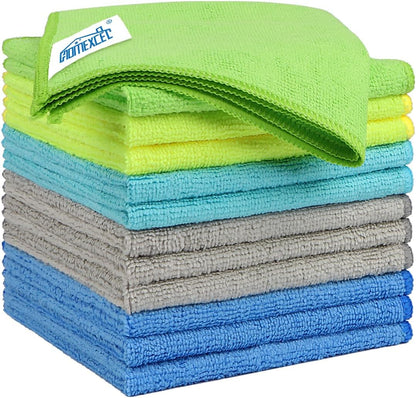 Yellow Microfiber Cleaning Cloths 12 Pack, 12.5 x 12.5 inch Microfiber Towel for Cars, Ultra Absorbent Car Washing Cloth, Lint Free Streak Free Cleaning Rags for Car, Kitchen, and Window