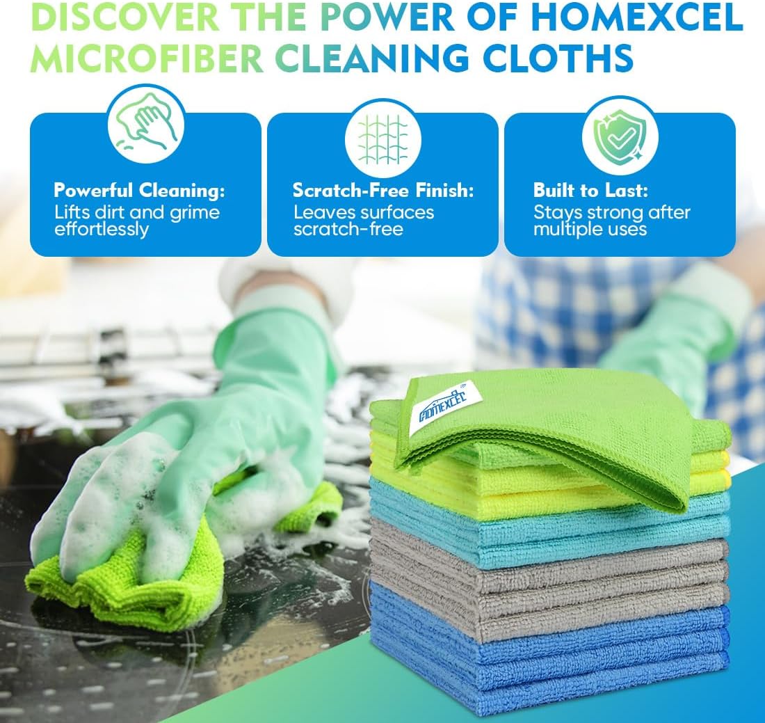 Yellow Microfiber Cleaning Cloths 12 Pack, 12.5 x 12.5 inch Microfiber Towel for Cars, Ultra Absorbent Car Washing Cloth, Lint Free Streak Free Cleaning Rags for Car, Kitchen, and Window