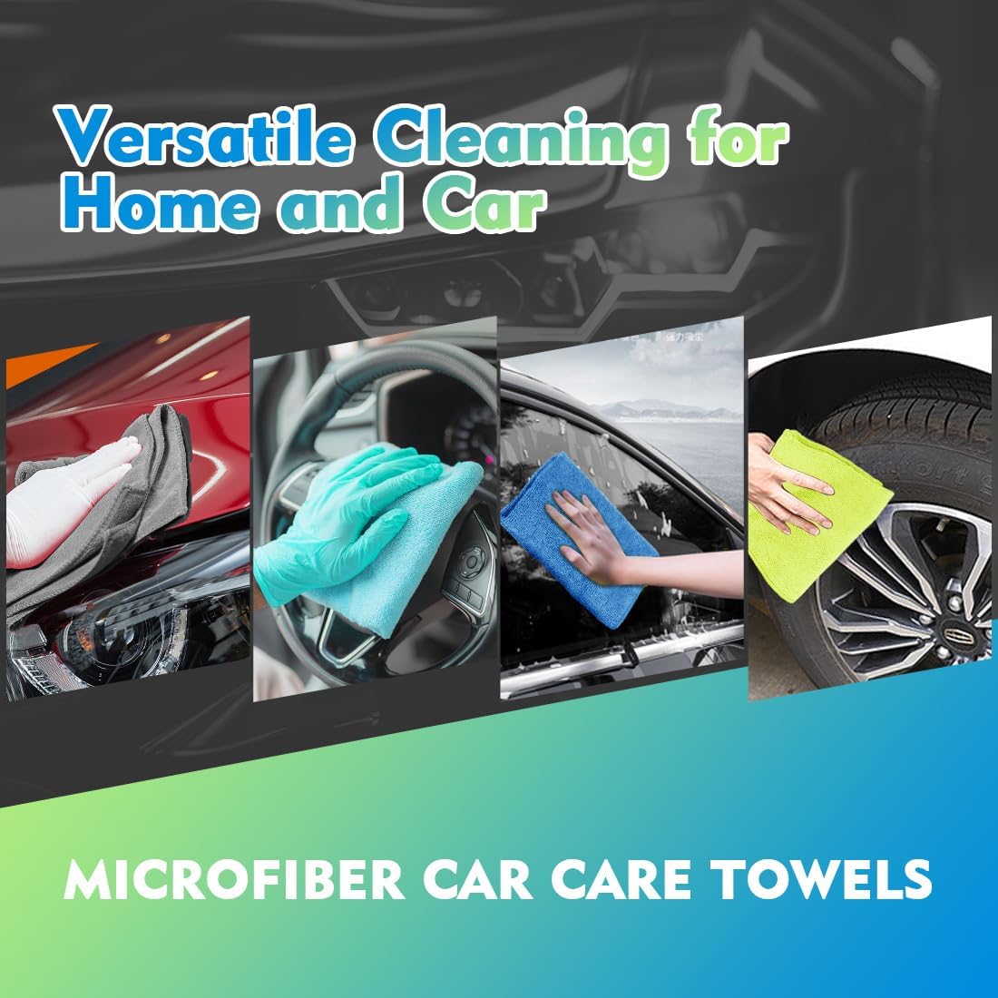 Yellow Microfiber Cleaning Cloths 12 Pack, 12.5 x 12.5 inch Microfiber Towel for Cars, Ultra Absorbent Car Washing Cloth, Lint Free Streak Free Cleaning Rags for Car, Kitchen, and Window