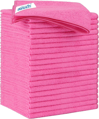 Yellow Microfiber Cleaning Cloths 12 Pack, 12.5 x 12.5 inch Microfiber Towel for Cars, Ultra Absorbent Car Washing Cloth, Lint Free Streak Free Cleaning Rags for Car, Kitchen, and Window