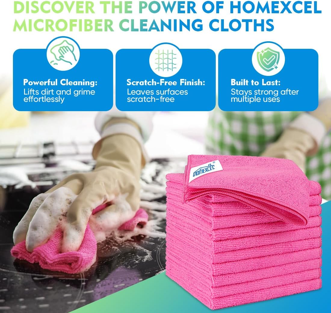 Yellow Microfiber Cleaning Cloths 12 Pack, 12.5 x 12.5 inch Microfiber Towel for Cars, Ultra Absorbent Car Washing Cloth, Lint Free Streak Free Cleaning Rags for Car, Kitchen, and Window
