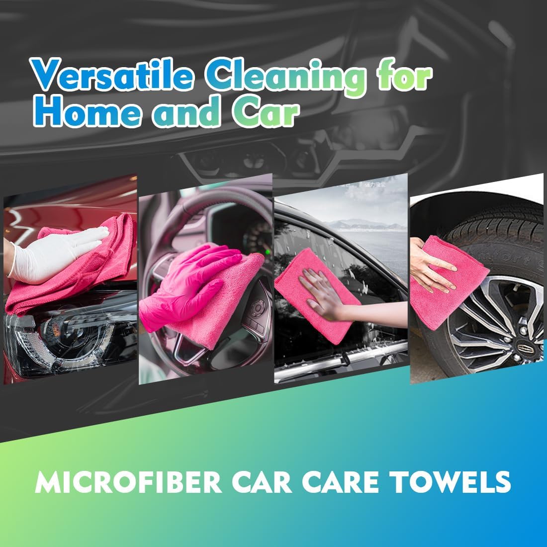Yellow Microfiber Cleaning Cloths 12 Pack, 12.5 x 12.5 inch Microfiber Towel for Cars, Ultra Absorbent Car Washing Cloth, Lint Free Streak Free Cleaning Rags for Car, Kitchen, and Window