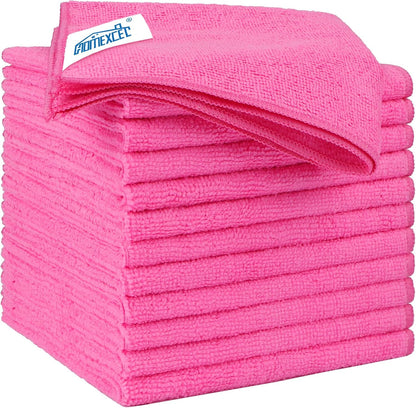 Yellow Microfiber Cleaning Cloths 12 Pack, 12.5 x 12.5 inch Microfiber Towel for Cars, Ultra Absorbent Car Washing Cloth, Lint Free Streak Free Cleaning Rags for Car, Kitchen, and Window