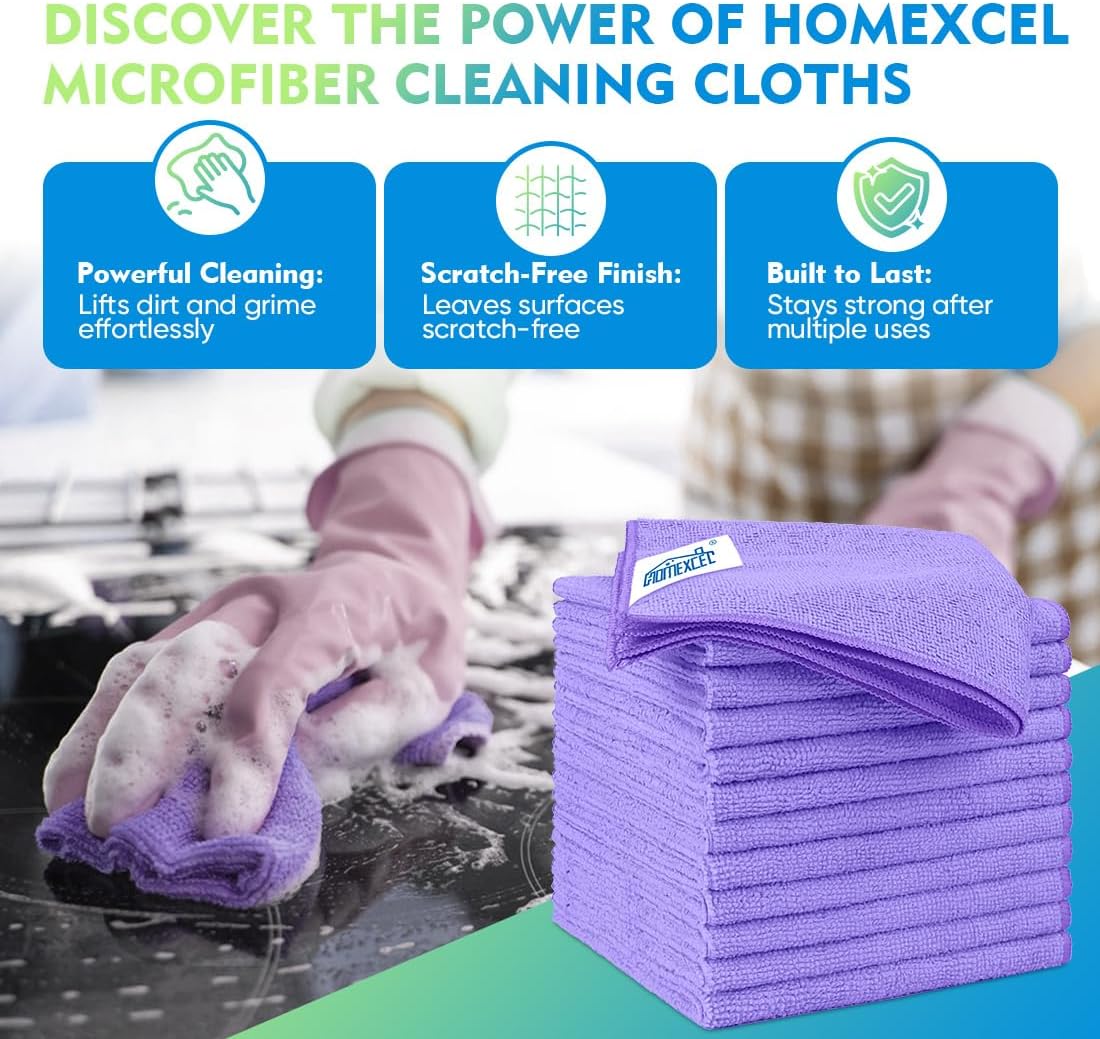 Yellow Microfiber Cleaning Cloths 12 Pack, 12.5 x 12.5 inch Microfiber Towel for Cars, Ultra Absorbent Car Washing Cloth, Lint Free Streak Free Cleaning Rags for Car, Kitchen, and Window