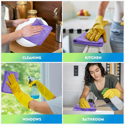 Yellow Microfiber Cleaning Cloths 12 Pack, 12.5 x 12.5 inch Microfiber Towel for Cars, Ultra Absorbent Car Washing Cloth, Lint Free Streak Free Cleaning Rags for Car, Kitchen, and Window
