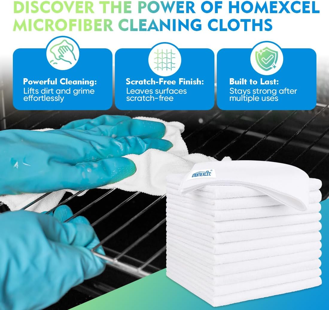 Yellow Microfiber Cleaning Cloths 12 Pack, 12.5 x 12.5 inch Microfiber Towel for Cars, Ultra Absorbent Car Washing Cloth, Lint Free Streak Free Cleaning Rags for Car, Kitchen, and Window