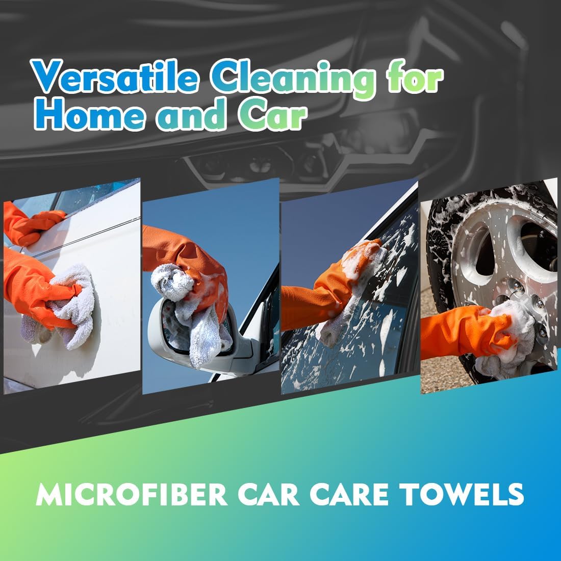 Yellow Microfiber Cleaning Cloths 12 Pack, 12.5 x 12.5 inch Microfiber Towel for Cars, Ultra Absorbent Car Washing Cloth, Lint Free Streak Free Cleaning Rags for Car, Kitchen, and Window