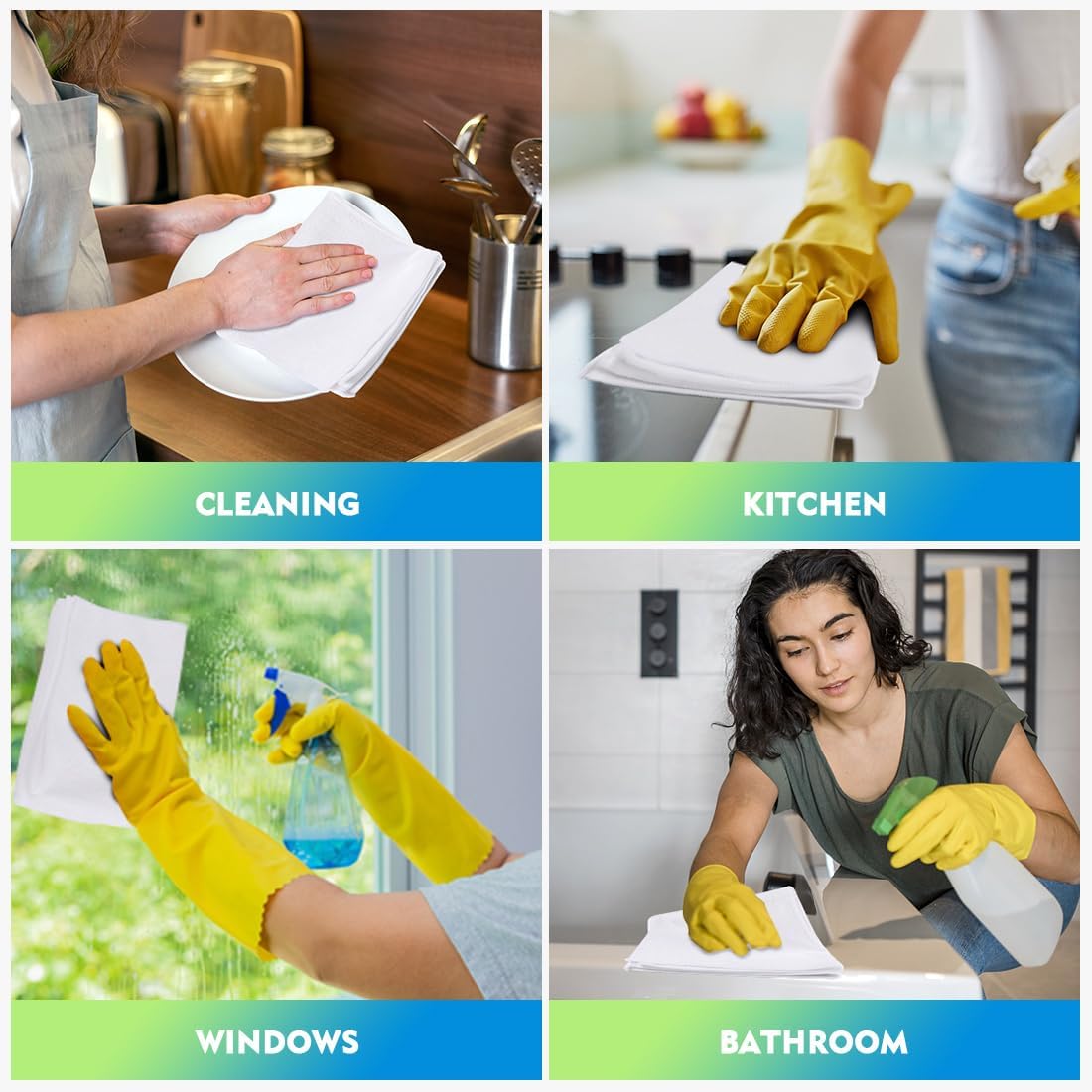 Yellow Microfiber Cleaning Cloths 12 Pack, 12.5 x 12.5 inch Microfiber Towel for Cars, Ultra Absorbent Car Washing Cloth, Lint Free Streak Free Cleaning Rags for Car, Kitchen, and Window