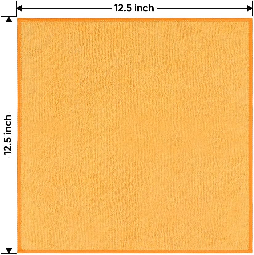Yellow Microfiber Cleaning Cloths 12 Pack, 12.5 x 12.5 inch Microfiber Towel for Cars, Ultra Absorbent Car Washing Cloth, Lint Free Streak Free Cleaning Rags for Car, Kitchen, and Window