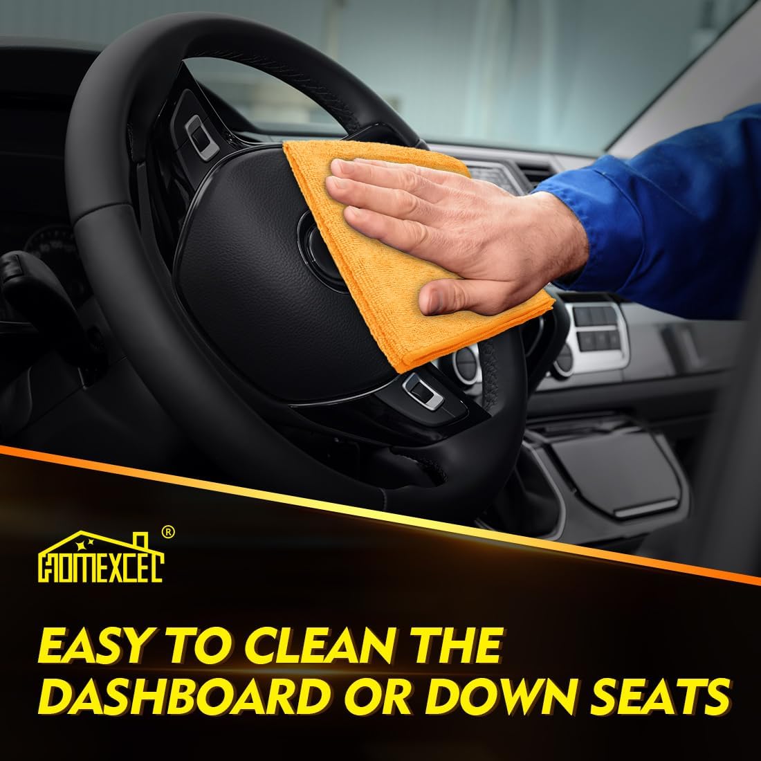 Yellow Microfiber Cleaning Cloths 12 Pack, 12.5 x 12.5 inch Microfiber Towel for Cars, Ultra Absorbent Car Washing Cloth, Lint Free Streak Free Cleaning Rags for Car, Kitchen, and Window
