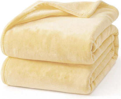 Throw Bright Yellow Fleece Blanket, Soft Flannel Bed Blanket | Fuzzy Cozy Blanket 50x60 Inches, Multi-use for Bed, Sofa, Couch, Travel, Camping, All Season Warm Lightweight Cover