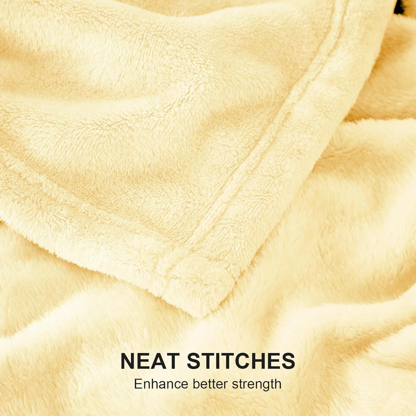 Throw Bright Yellow Fleece Blanket, Soft Flannel Bed Blanket | Fuzzy Cozy Blanket 50x60 Inches, Multi-use for Bed, Sofa, Couch, Travel, Camping, All Season Warm Lightweight Cover