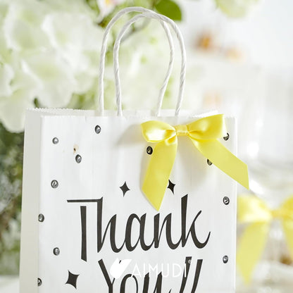 Yellow Bows 2.5" Satin Bows with Twist Tie Premade Craft Bows for Treat Bags Cake Pop Gift Wrapping Basket Wedding Favors Cookie Candy Bagging Baby Shower - 50 Counts