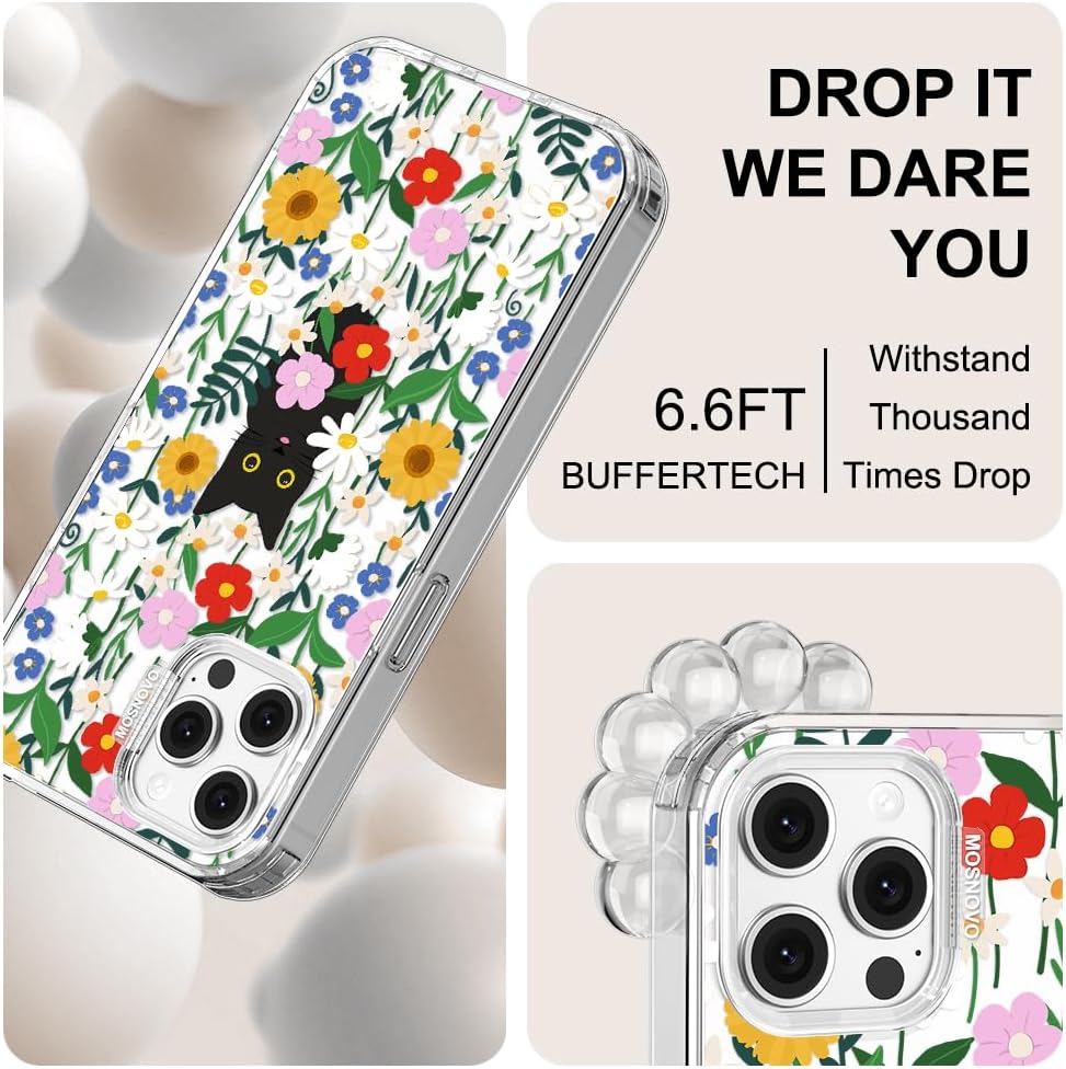 Case for iPhone 13 Pro Max, [Buffertech 6.6ft Military-Grade Drop Protection] [Anti Peel Off Tech] Clear TPU Bumper Phone Case Cover Design - Lemon
