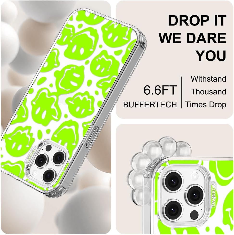 Case for iPhone 13 Pro Max, [Buffertech 6.6ft Military-Grade Drop Protection] [Anti Peel Off Tech] Clear TPU Bumper Phone Case Cover Design - Lemon