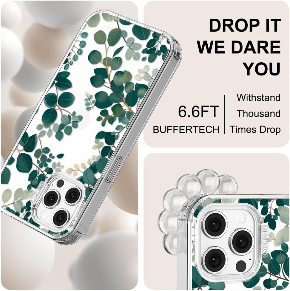 Case for iPhone 13 Pro Max, [Buffertech 6.6ft Military-Grade Drop Protection] [Anti Peel Off Tech] Clear TPU Bumper Phone Case Cover Design - Lemon