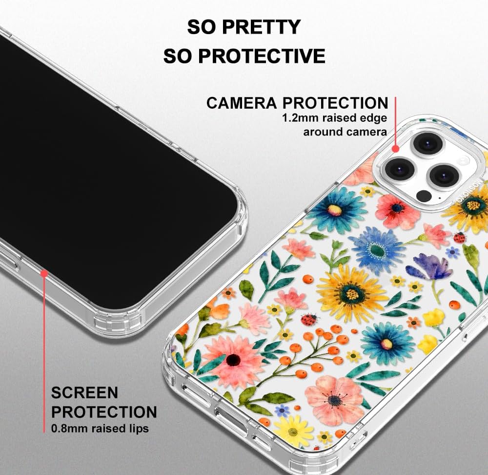 Case for iPhone 13 Pro Max, [Buffertech 6.6ft Military-Grade Drop Protection] [Anti Peel Off Tech] Clear TPU Bumper Phone Case Cover Design - Lemon