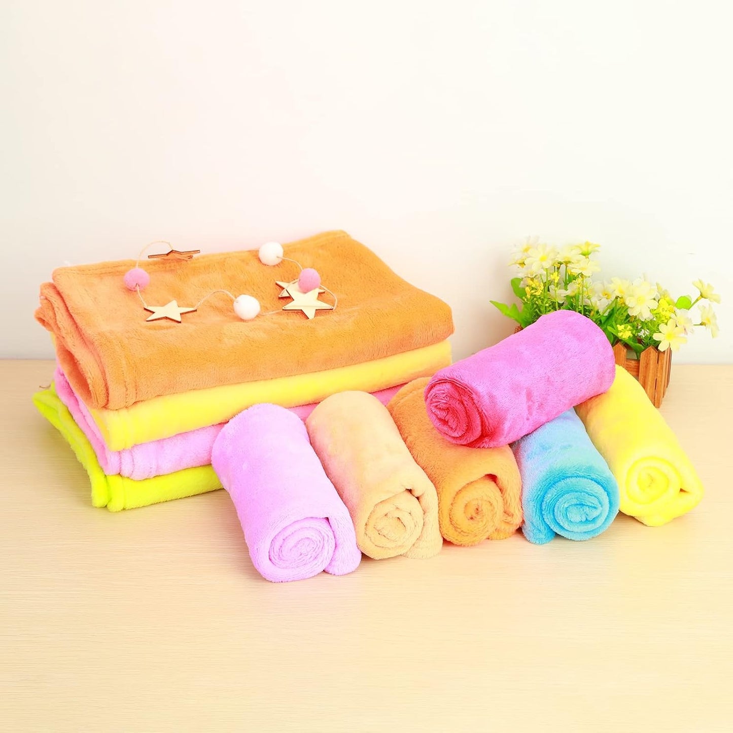 Fleece Throw Blanket for Couch, Lightweight Plush Fuzzy Cozy Soft Blankets and Throws Sofa, Blanket, Cozy, Warm Bedding Bed Yello Yellow 50x70cm