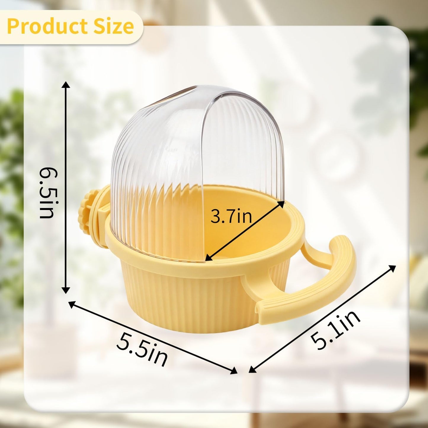No Mess Bird Feeder for Cage Parrot Seed Food Water Bowl (Yellow) | No mess, with dispenser, multifunctional, large capacity, for parrot/quaker/lory/conure/cockatiel/senegal parrot/caique