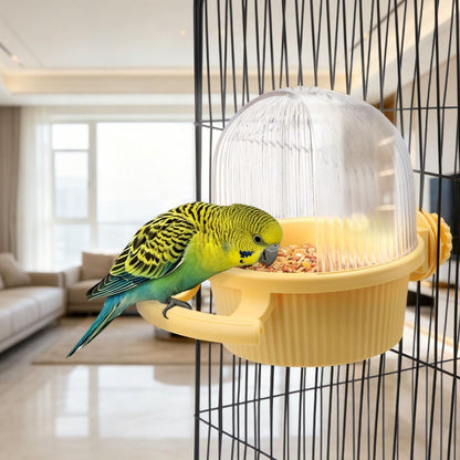 No Mess Bird Feeder for Cage Parrot Seed Food Water Bowl (Yellow) | No mess, with dispenser, multifunctional, large capacity, for parrot/quaker/lory/conure/cockatiel/senegal parrot/caique