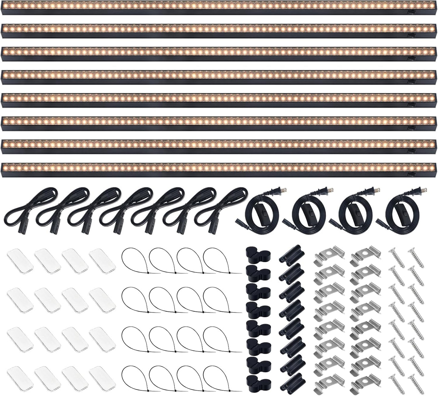 T5 Grow Lights for Indoor Plants, 3FT 128W (8 X 16W) Plant Grow Lights Indoor with Magnetic Bar, Linkable Plant Growing Lamps with Black Cover, Plug and Play, Yellow, 8 Packs