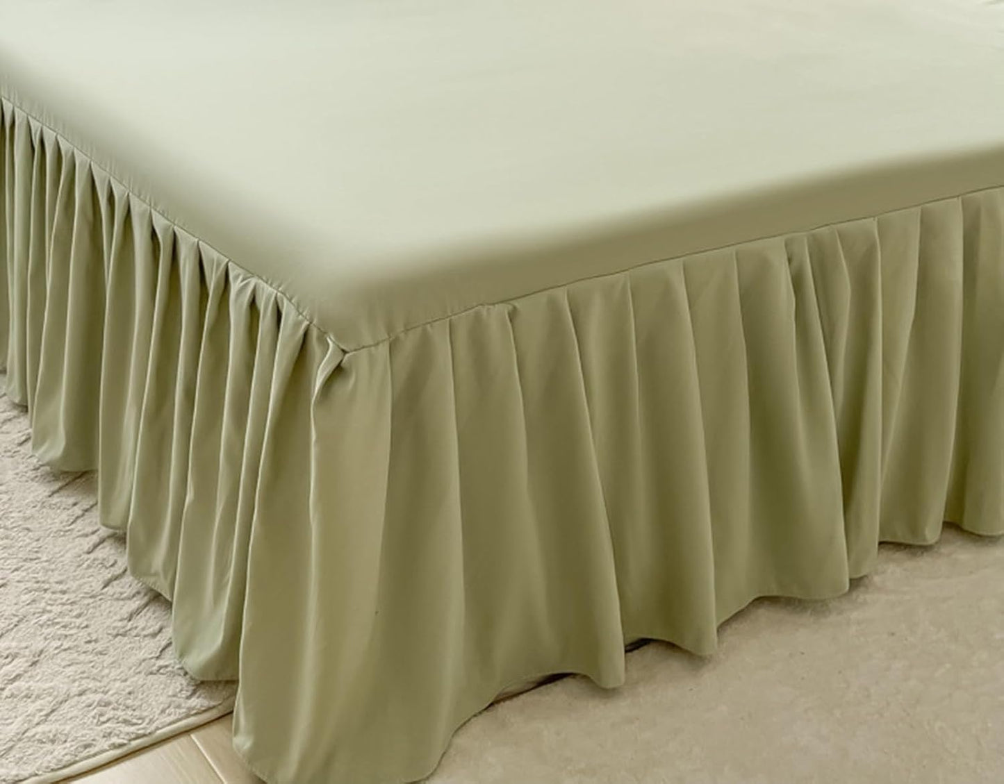 Elegant Solid Color Ruffled Bed Skirt with Sheet,Dust Ruffle Bedskirt 17.7" Long Drop,Queen